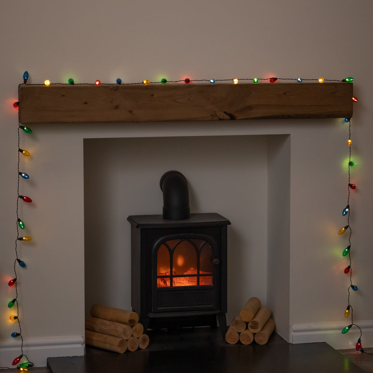 12m 120 LED Multi-Action Christmas String Lights in Multi-Coloured