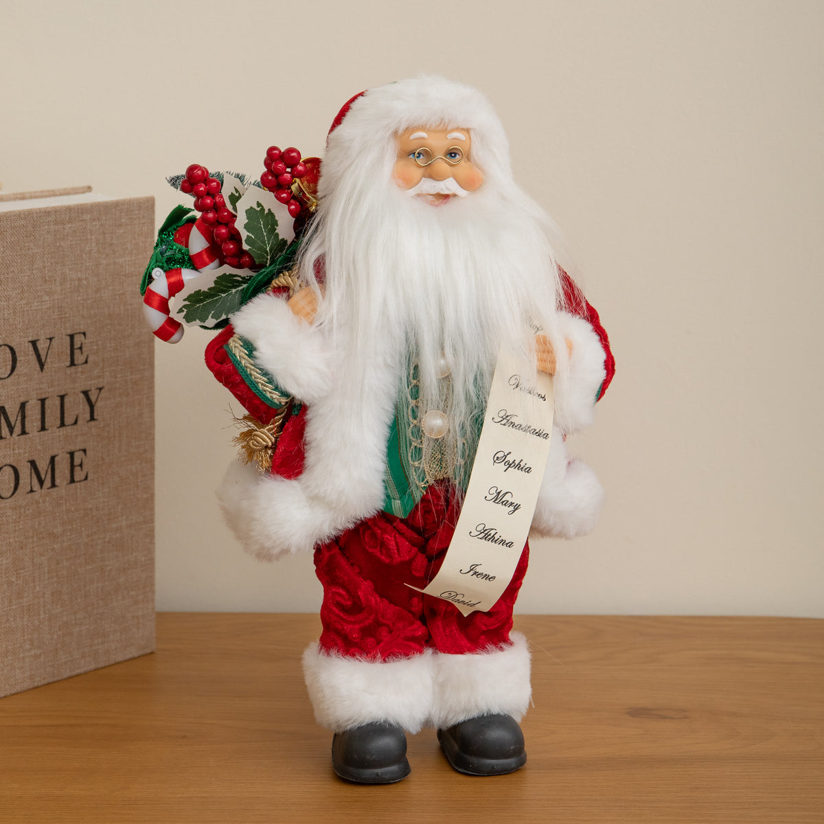 30cm Standing Santa Claus Christmas Decoration with Gift Sack