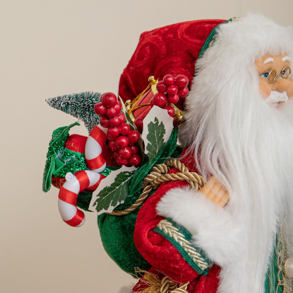 30cm Standing Santa Claus Christmas Decoration with Gift Sack