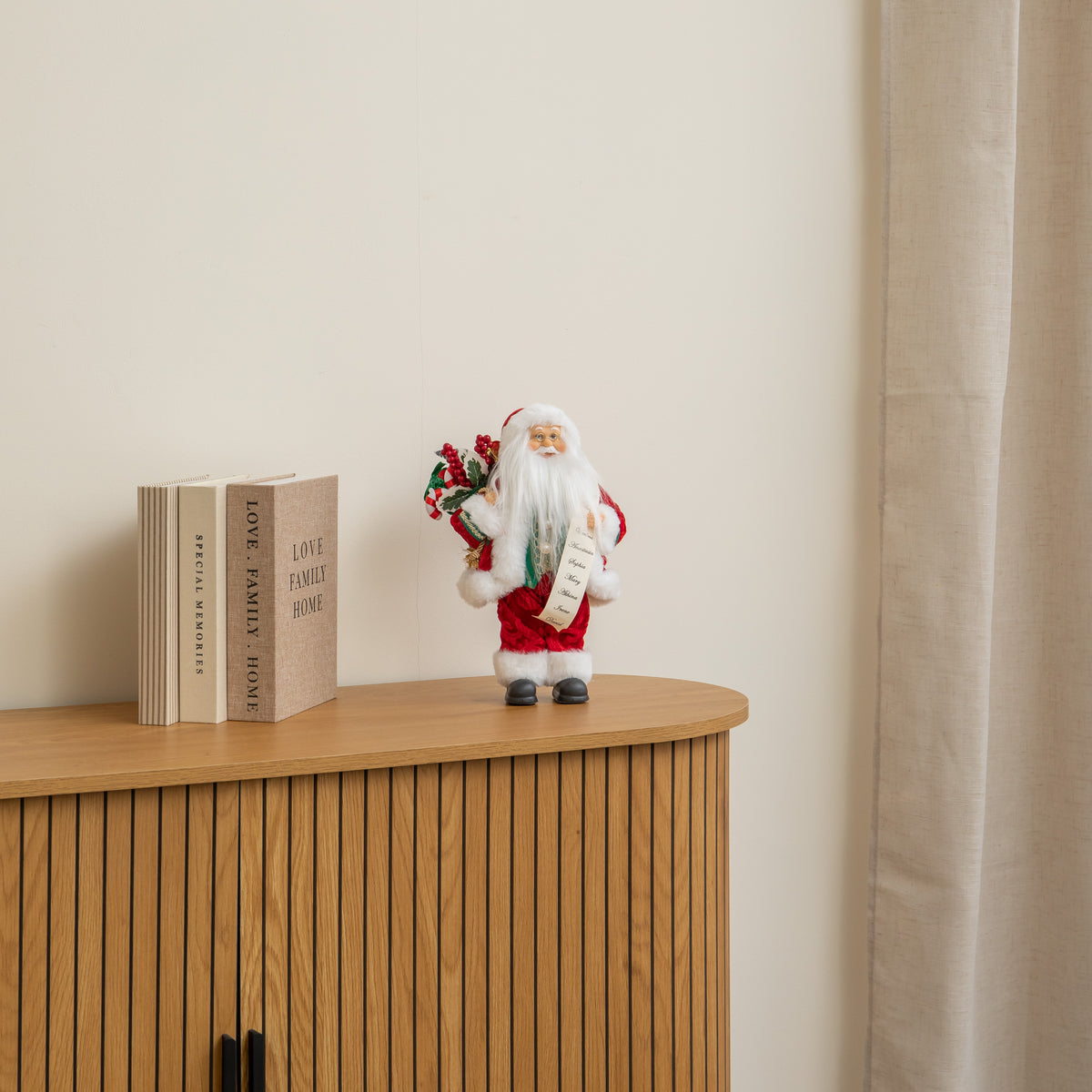 30cm Standing Santa Claus Christmas Decoration with Gift Sack
