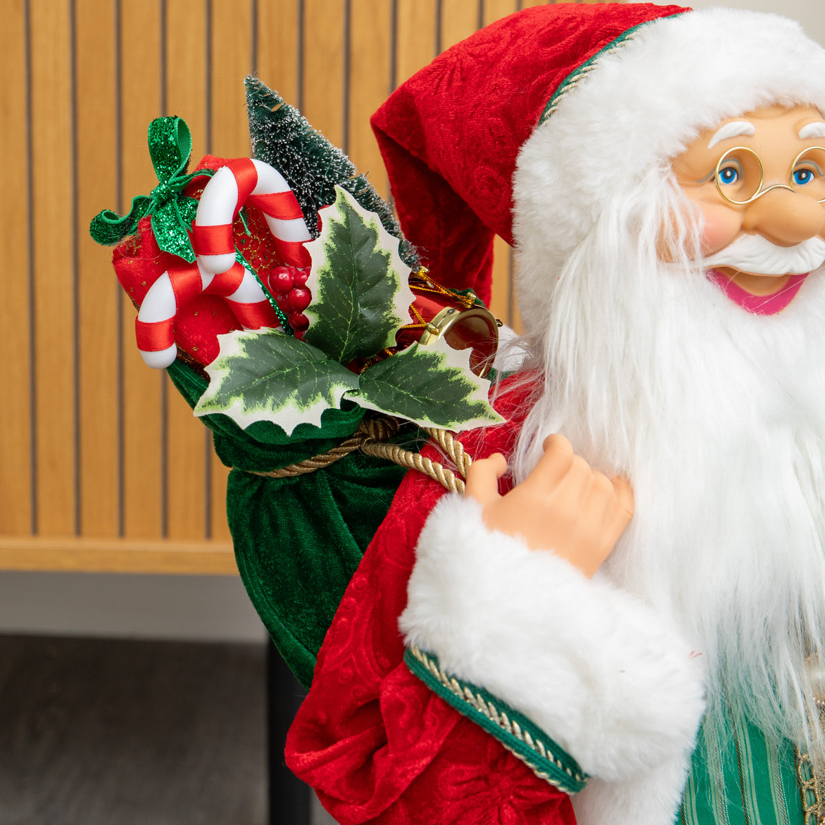 60cm Standing Santa Claus Christmas Decoration with Gift Sack