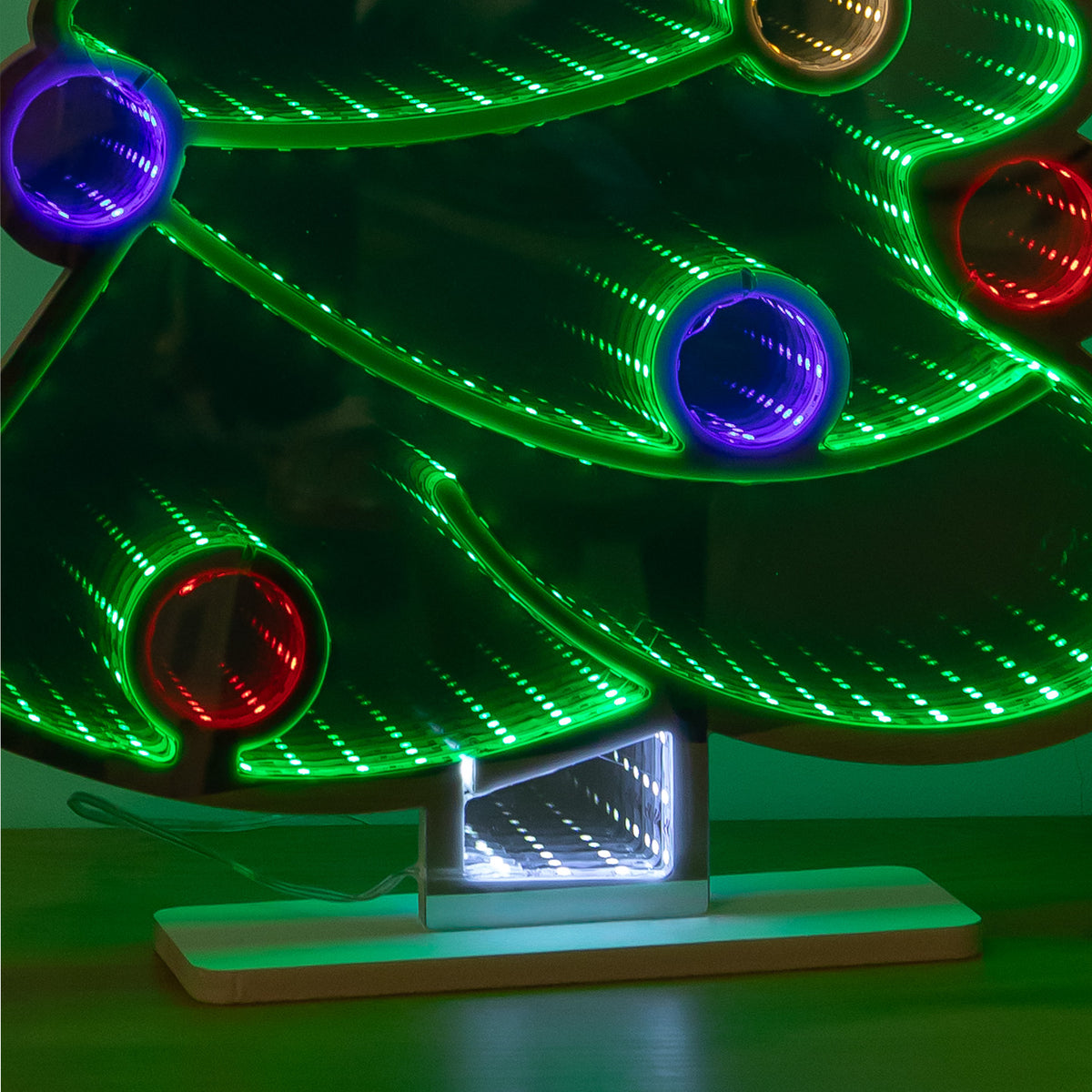 60cm Christmas Tree Infinity Light Mirror with Multi-Coloured LEDs