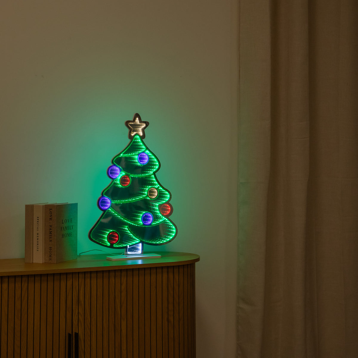 60cm Christmas Tree Infinity Light Mirror with Multi-Coloured LEDs
