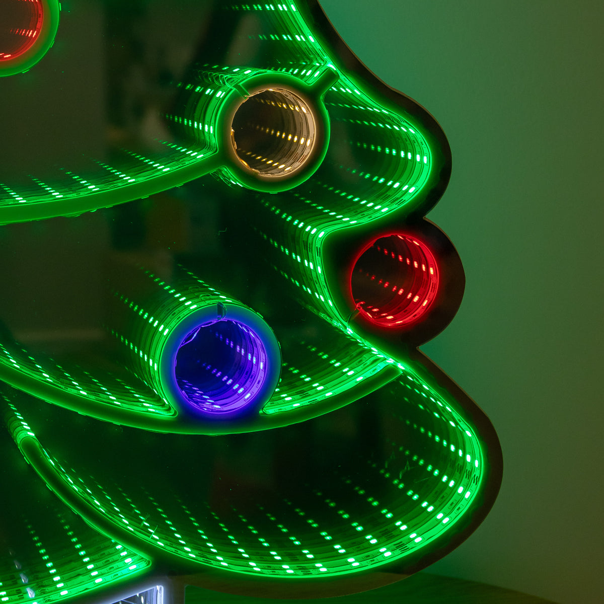 60cm Christmas Tree Infinity Light Mirror with Multi-Coloured LEDs