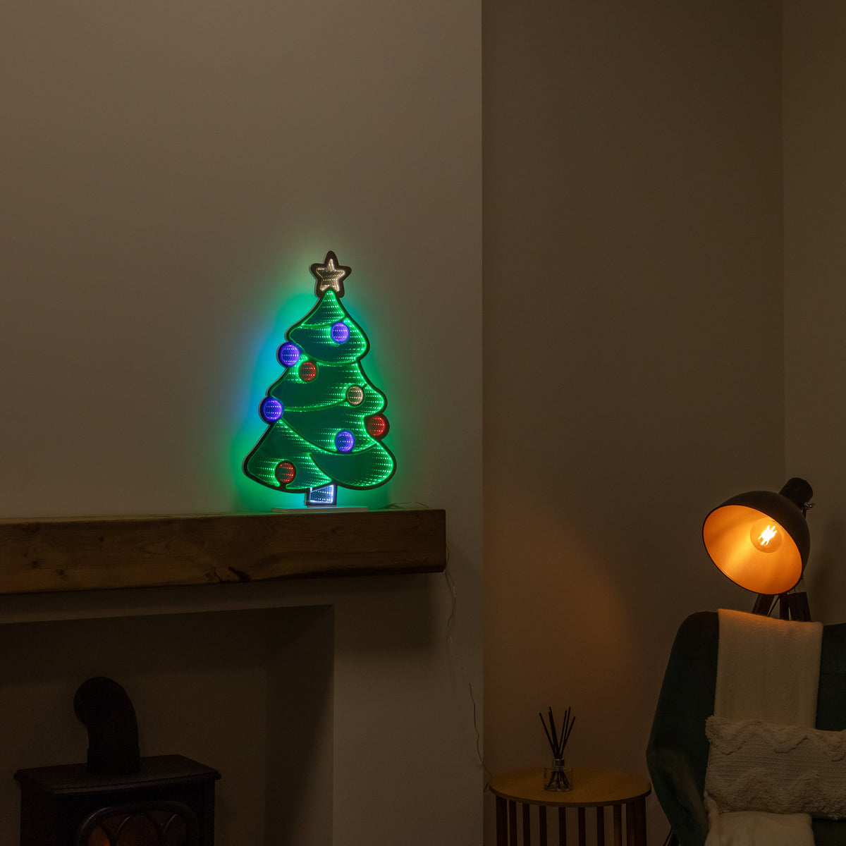 60cm Christmas Tree Infinity Light Mirror with Multi-Coloured LEDs