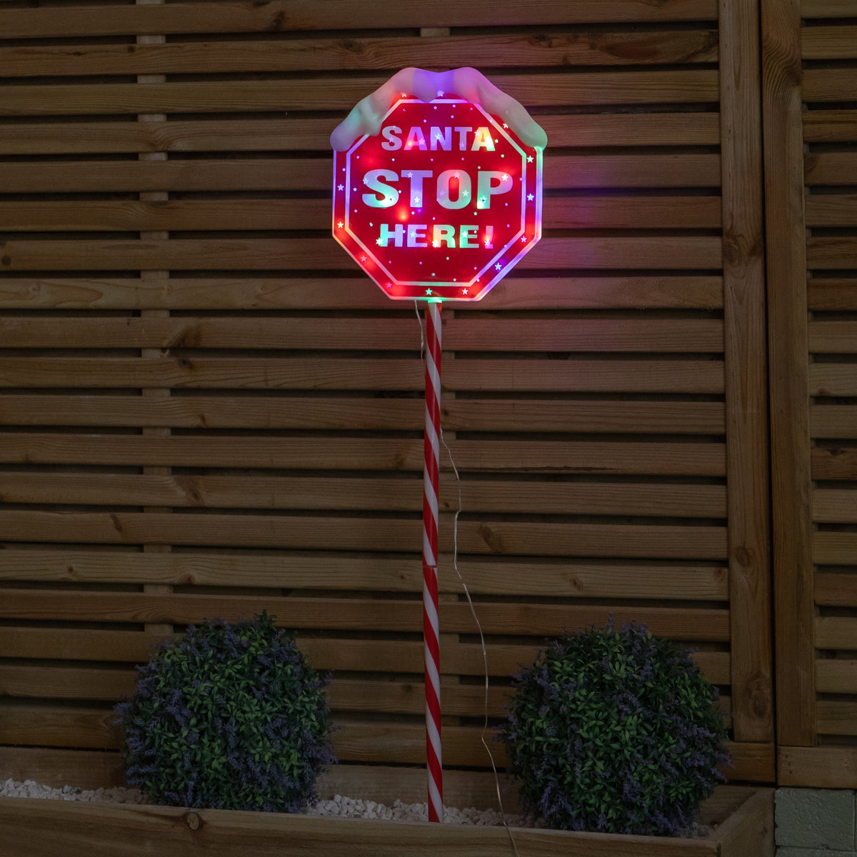 1.1m Santa Stop Here Christmas LED Light Up Sign