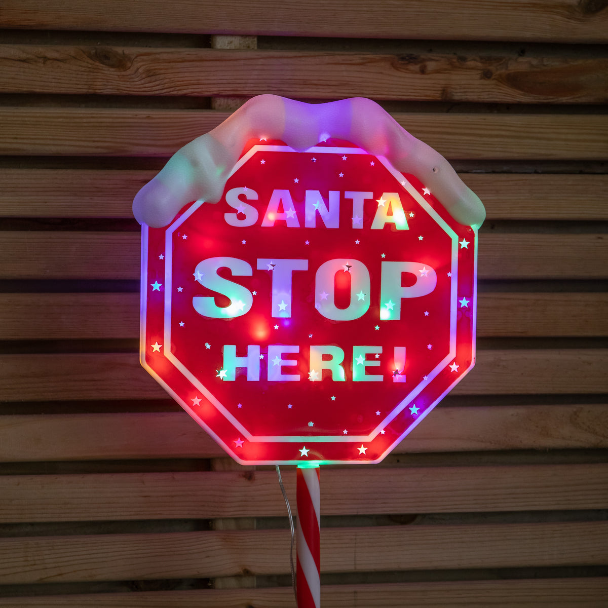 1.1m Santa Stop Here Christmas LED Light Up Sign