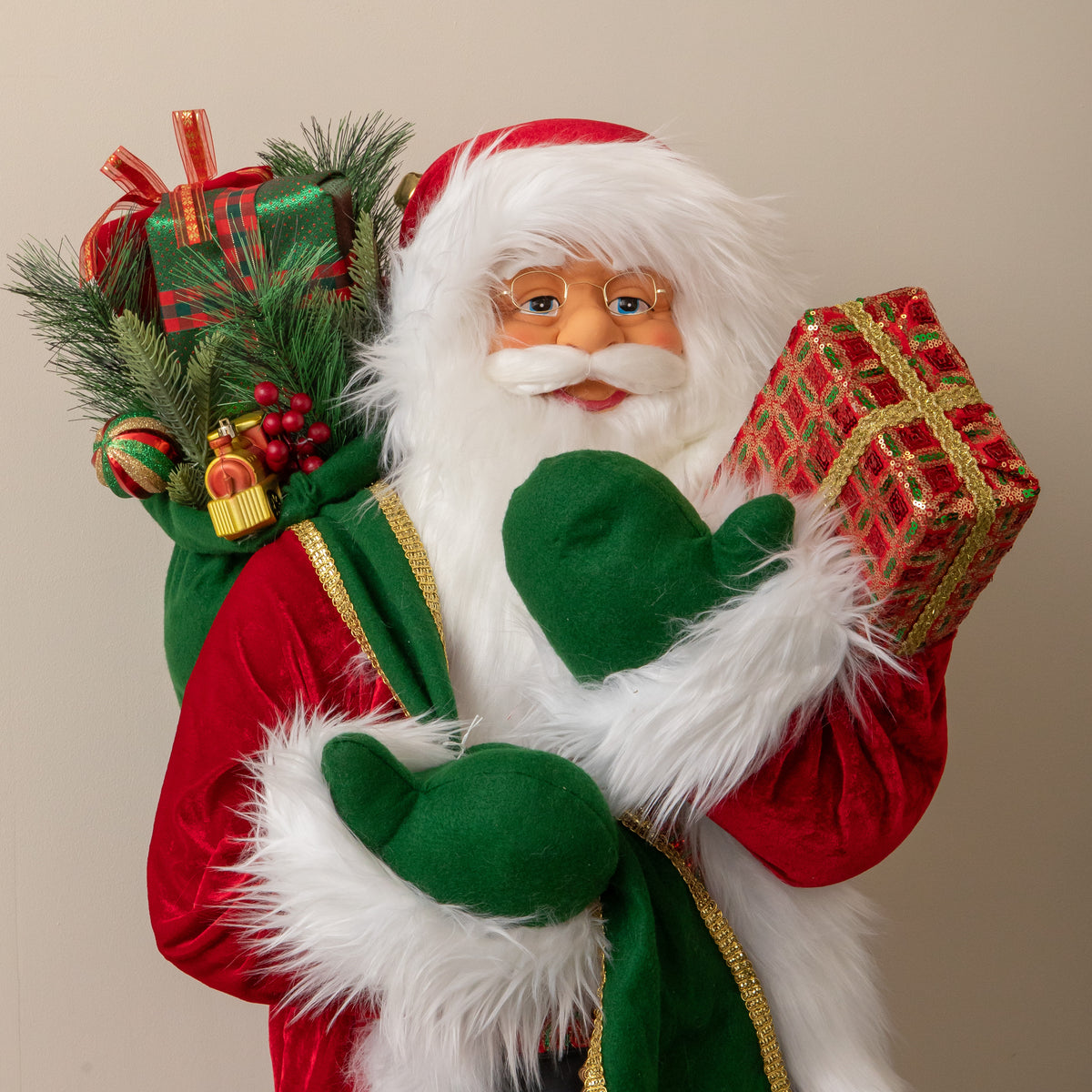 1.5m Tall Standing Santa Claus Christmas Decoration with Gift Sack