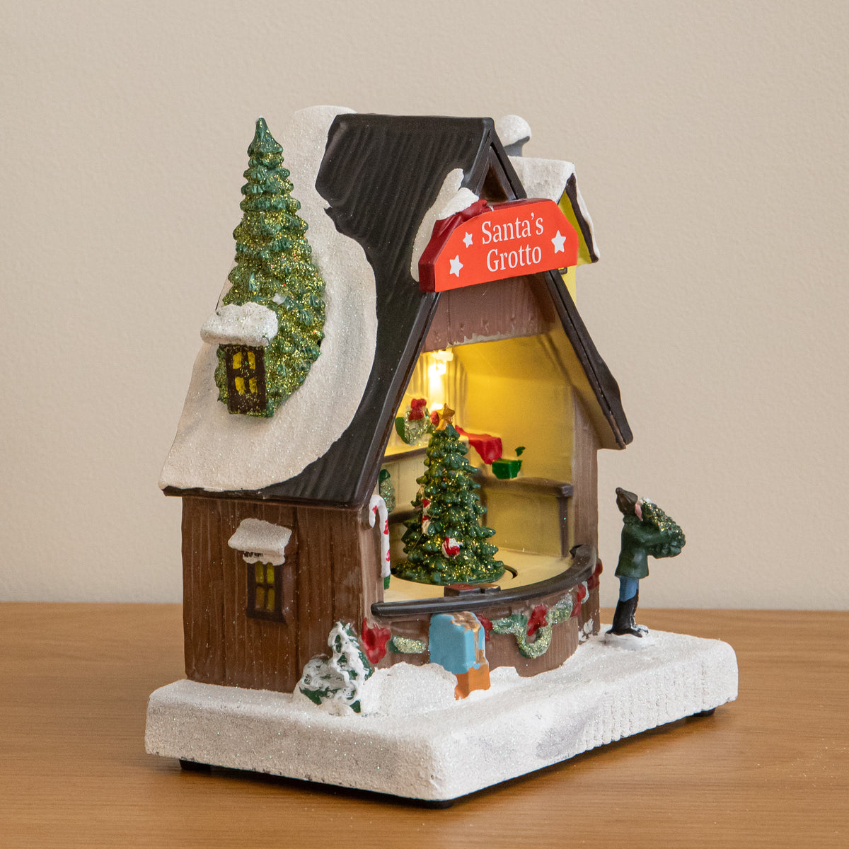 17cm Light up Santa's Grotto Moving Musical Christmas Scene
