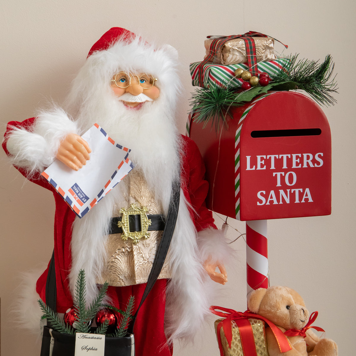 60cm Light up Musical Santa with Postbox Christmas Decoration with LEDs