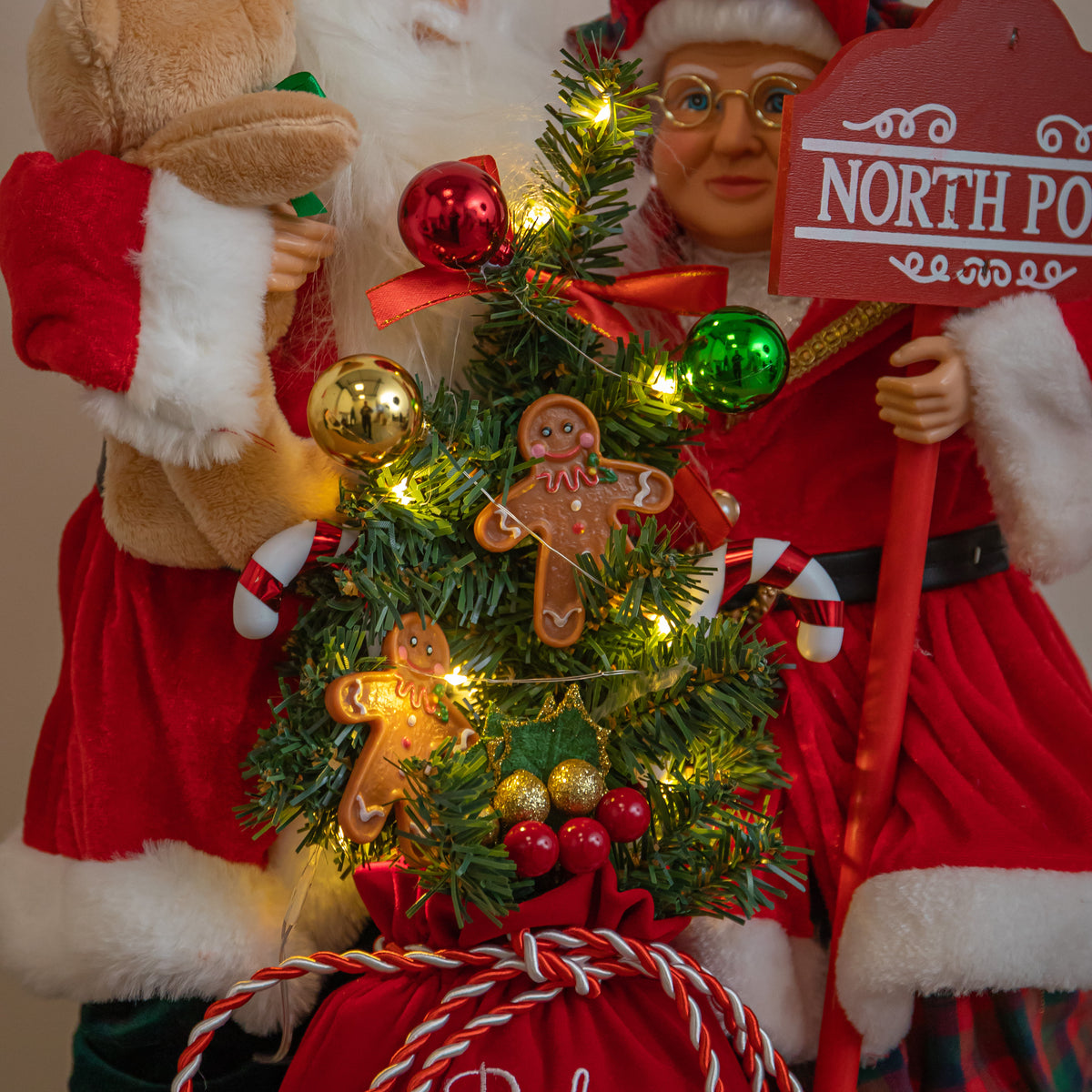 45cm Musical Santa & Mrs Claus Christmas Decoration with LEDs
