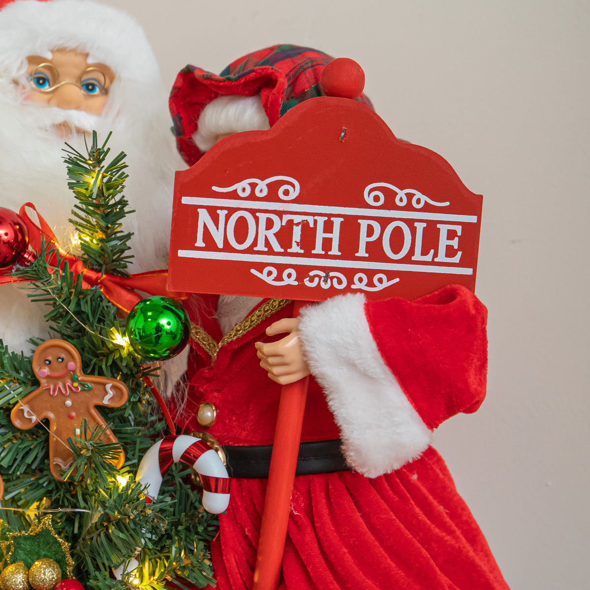 45cm Musical Santa & Mrs Claus Christmas Decoration with LEDs