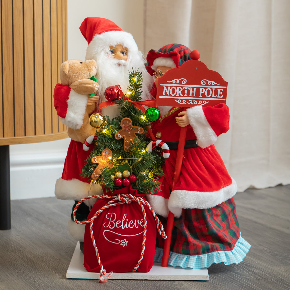 45cm Musical Santa & Mrs Claus Christmas Decoration with LEDs