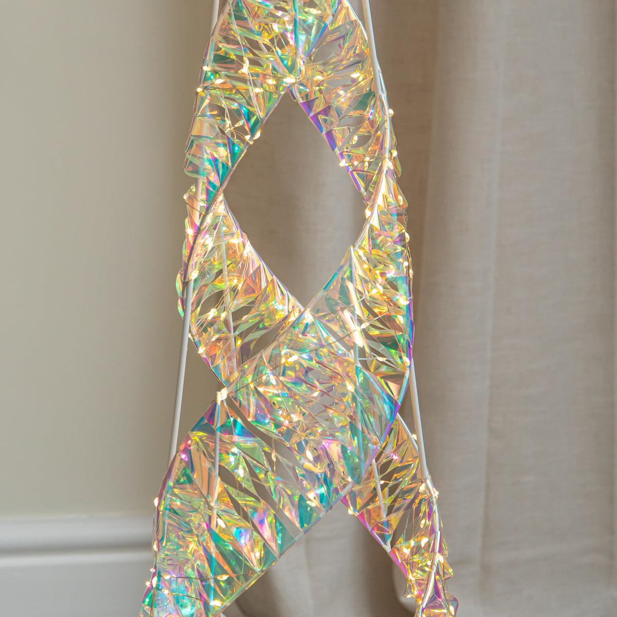 1m Christmas Light Up Cone Tree with Star & Warm White LEDs