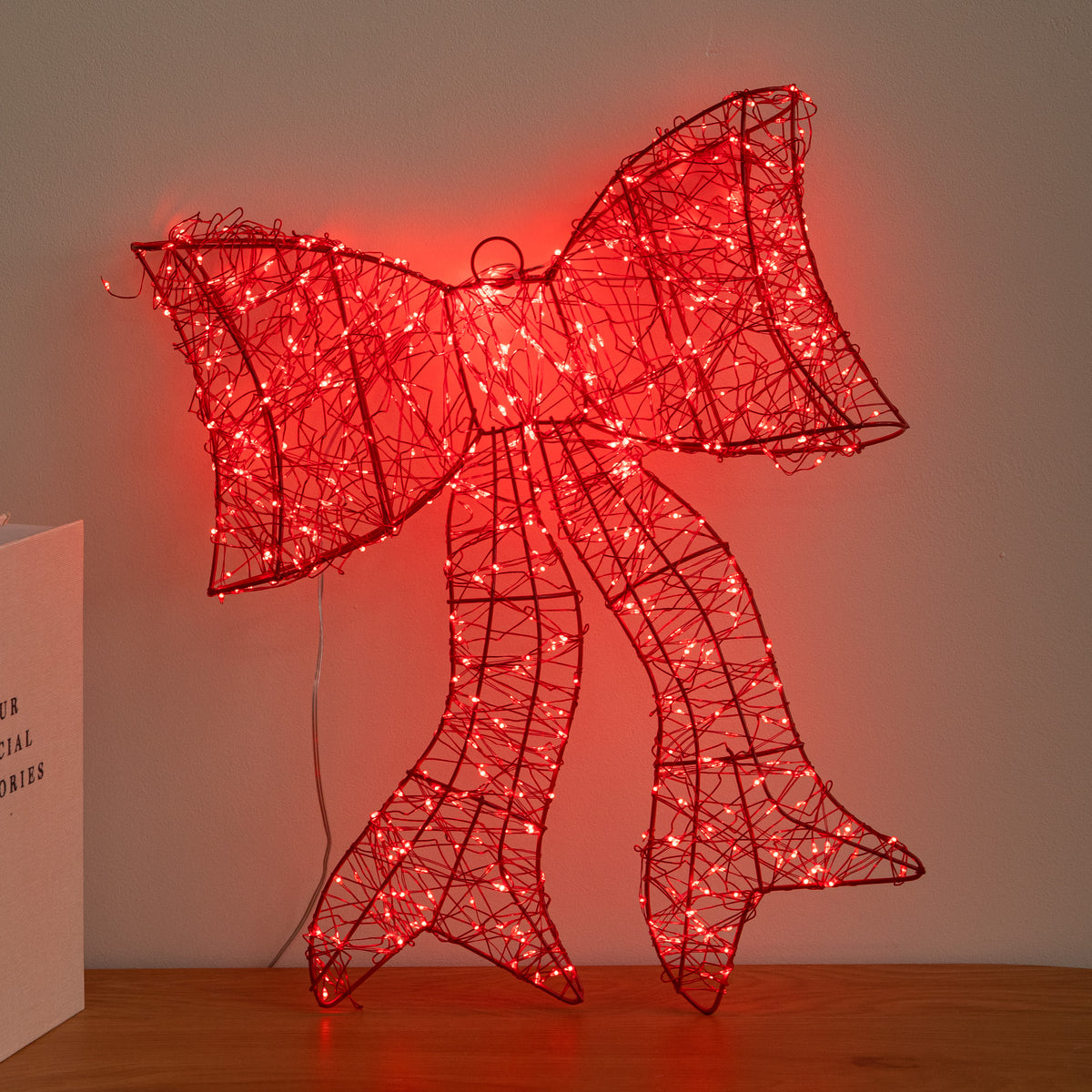 43cm Light up Red Christmas Bow with 650 Red LEDs