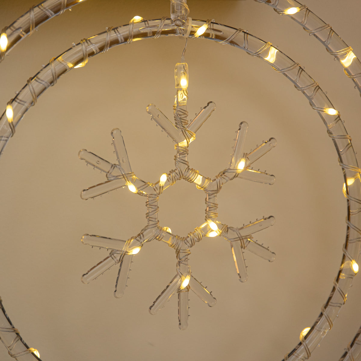 34cm Light Up Christmas Snowflake Ring with Warm White LEDs