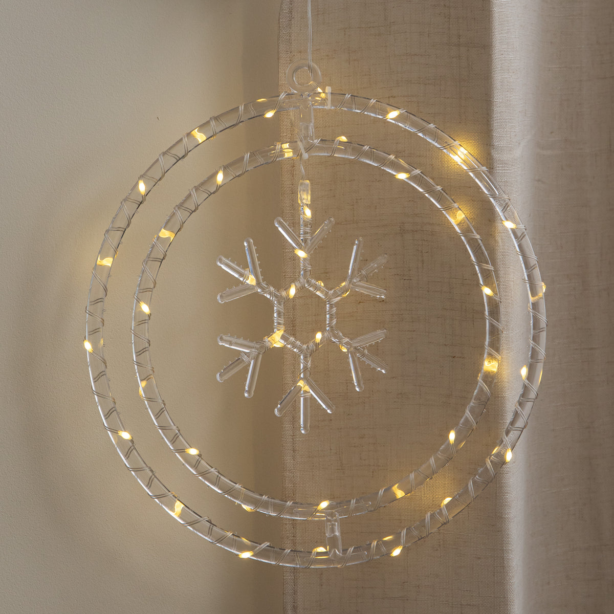 34cm Light Up Christmas Snowflake Ring with Warm White LEDs