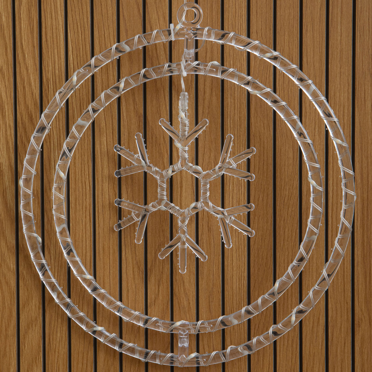 34cm Light Up Christmas Snowflake Ring with Warm White LEDs