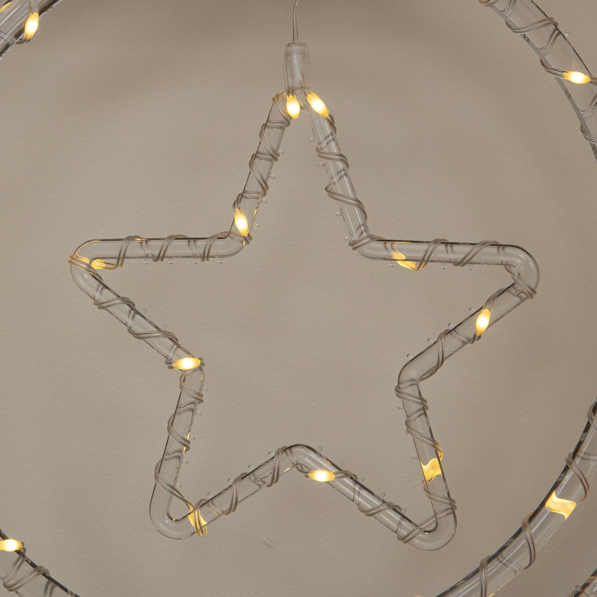34cm Light Up Star Rings Christmas Decoration with 45 Warm White LEDs