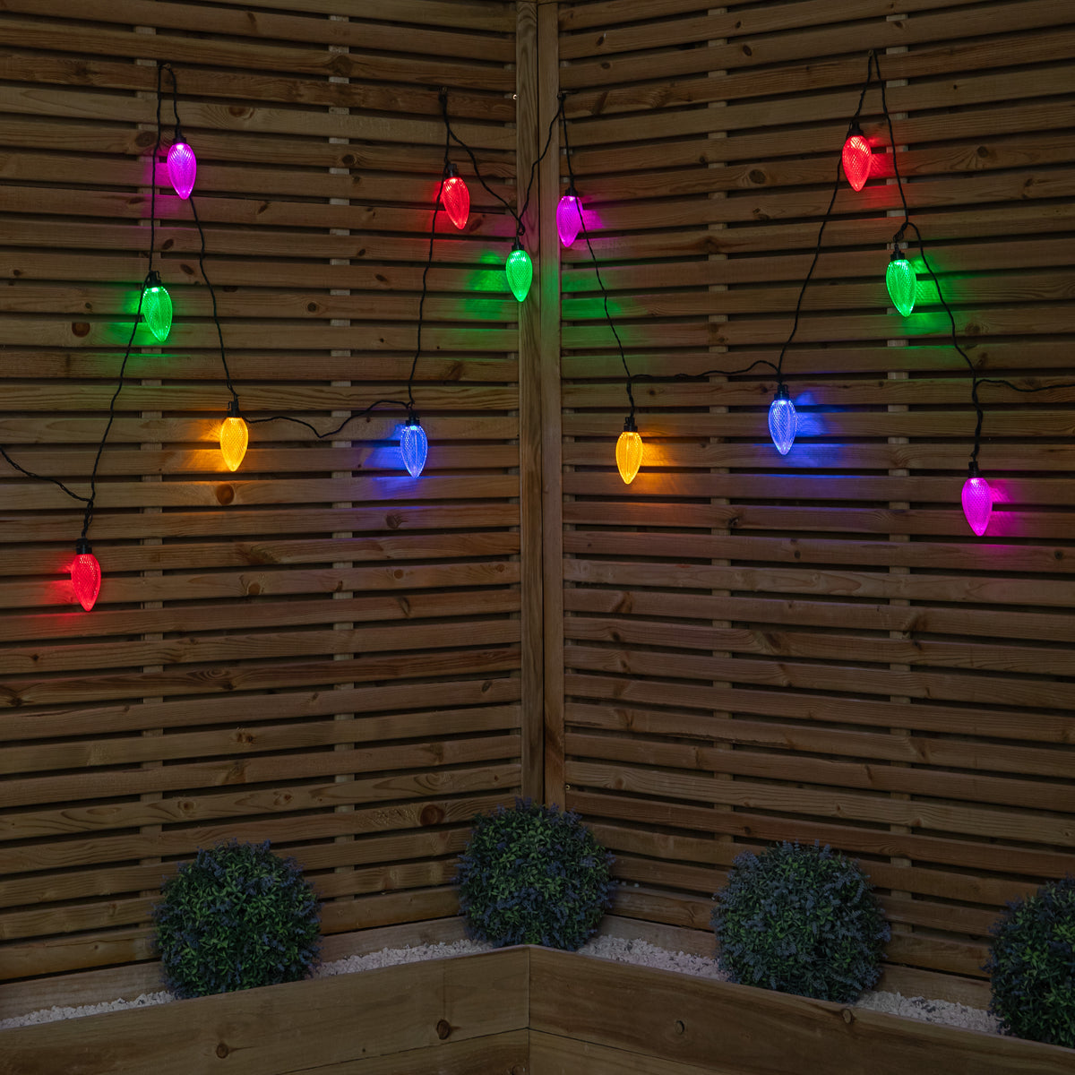 Set of 20 Pine Cone Christmas String Lights with 80 Multi-Coloured LEDs