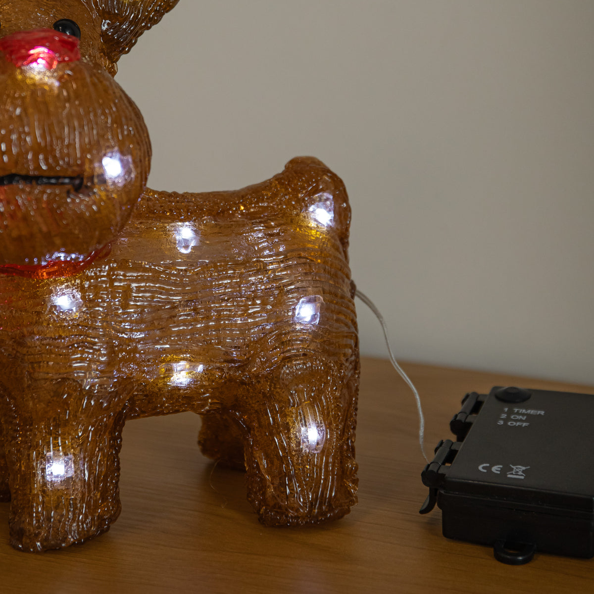 20cm Acrylic Rudolph Reindeer Christmas Decoration with Cool White LEDs
