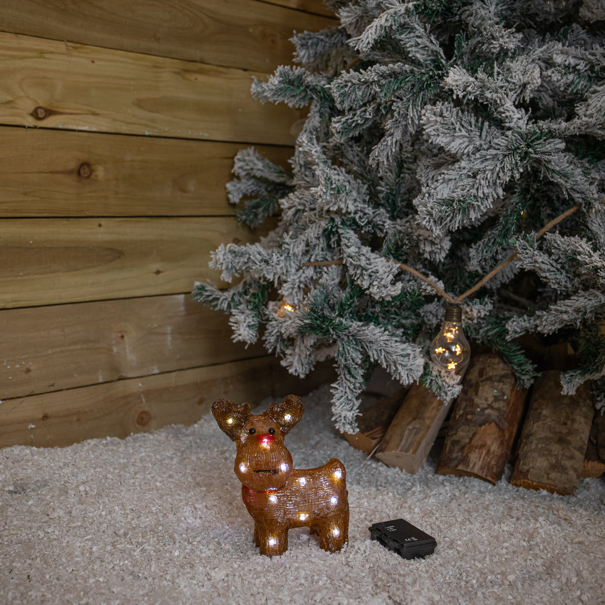 20cm Acrylic Rudolph Reindeer Christmas Decoration with Cool White LEDs