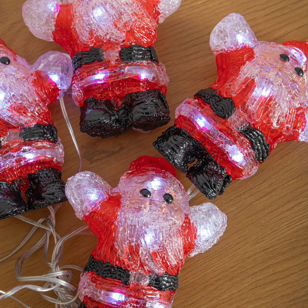 Set of 5 Acrylic Santa Christmas Lights with Cool White LEDs