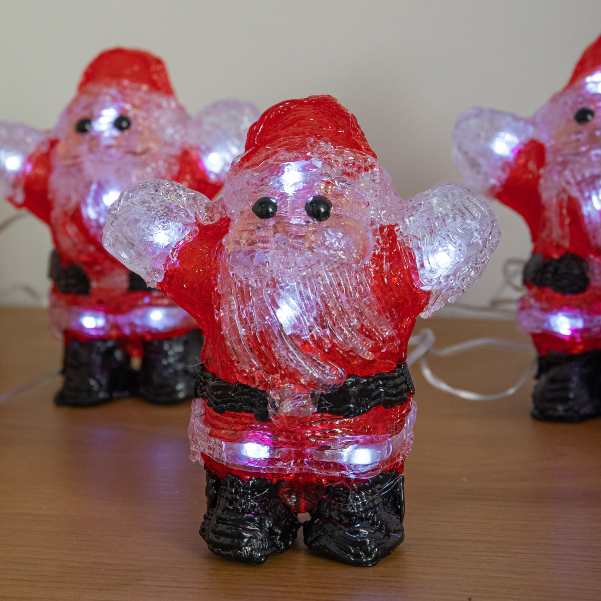 Set of 5 Acrylic Santa Christmas Lights with Cool White LEDs
