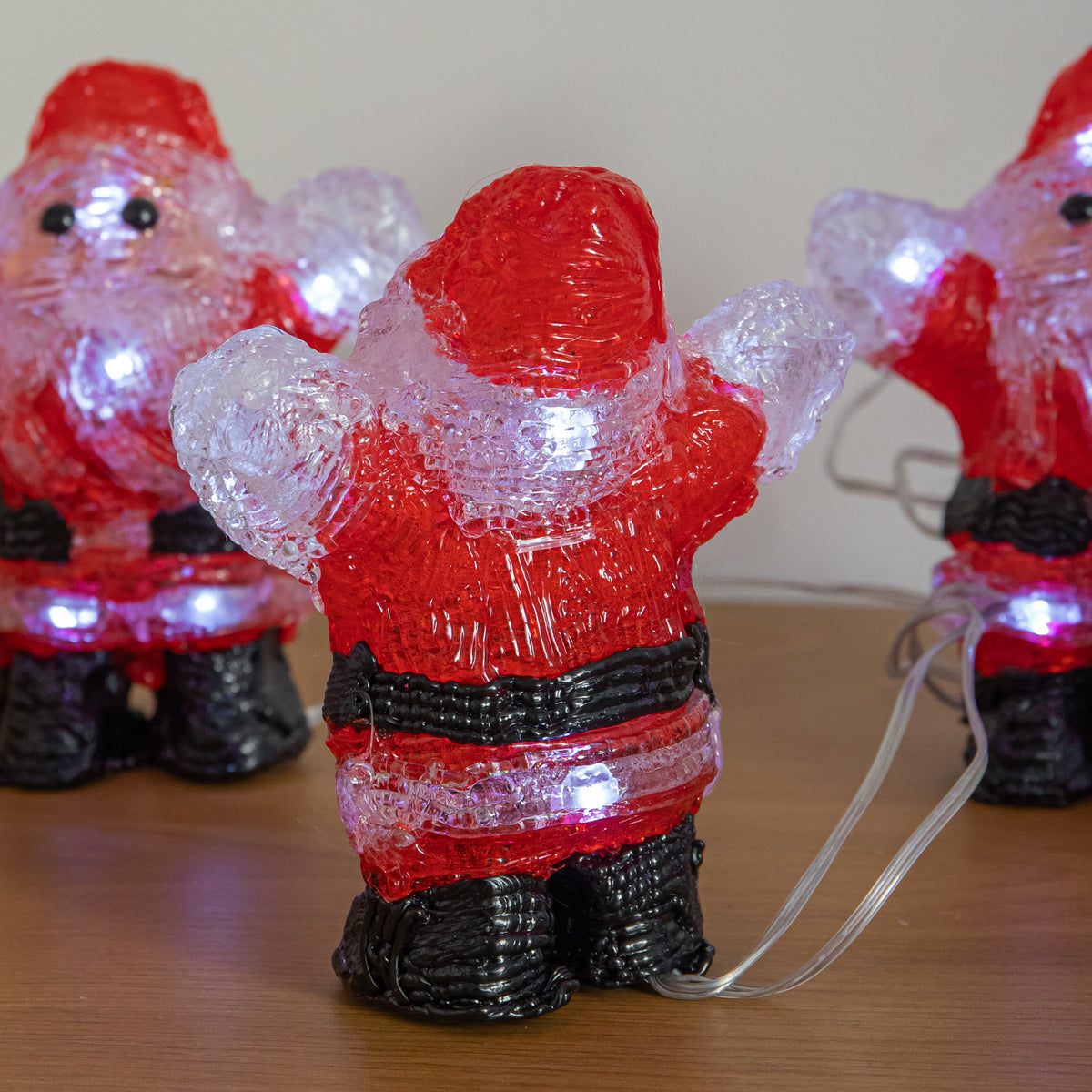 Set of 5 Acrylic Santa Christmas Lights with Cool White LEDs