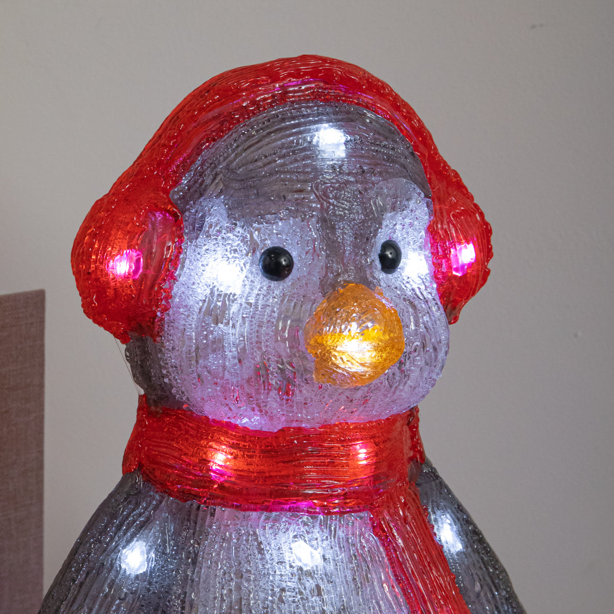 33cm Acrylic Light Up Christmas Penguin Decoration with White LEDs