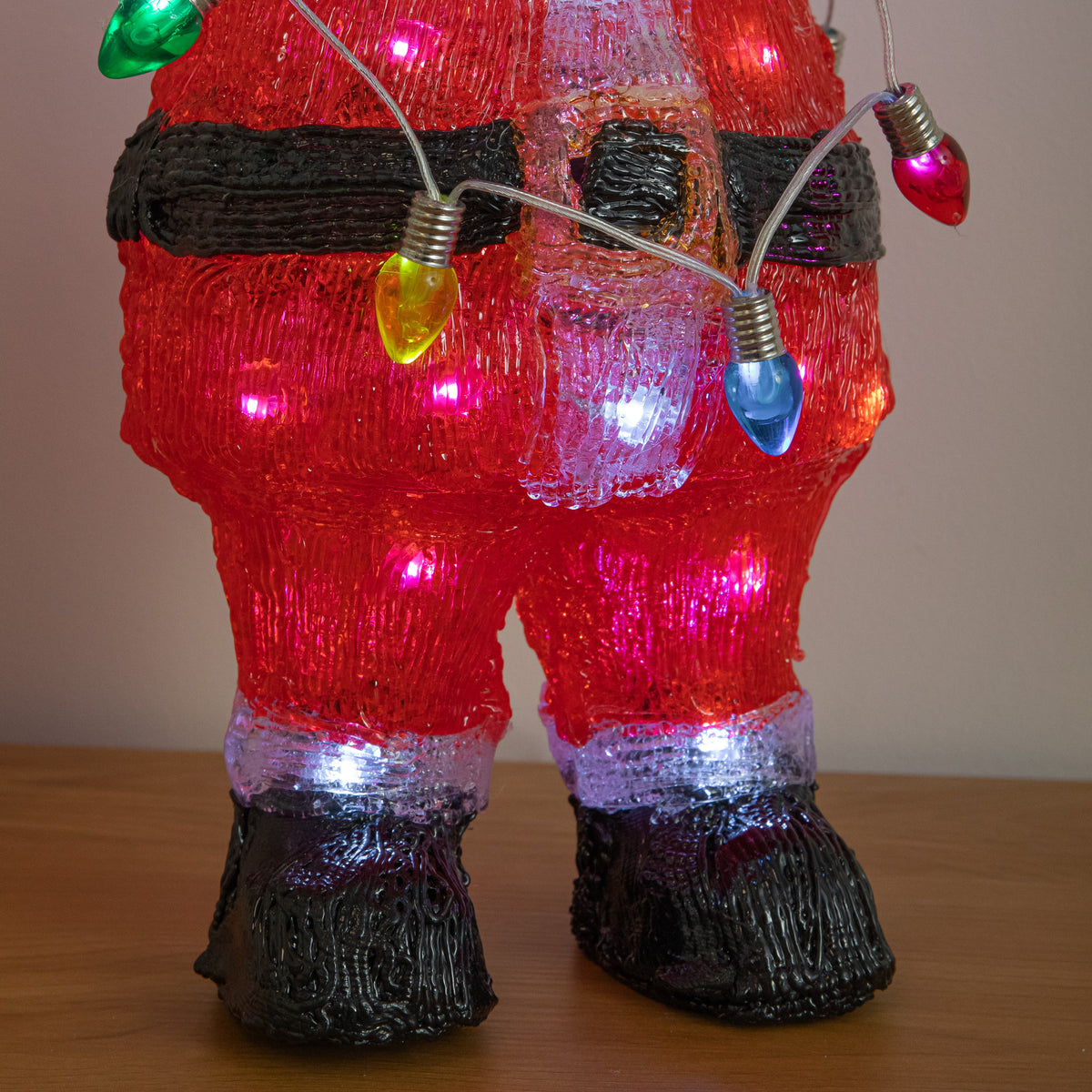 34cm Acrylic Light Up Santa Christmas Decoration with 50 Cool White LEDs