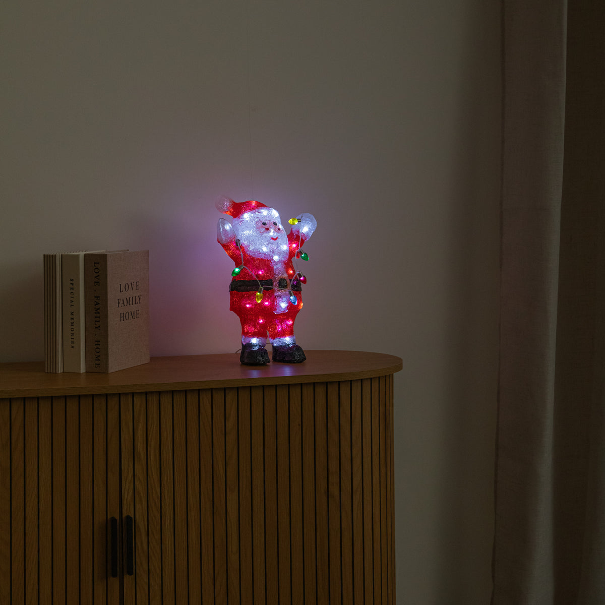 34cm Acrylic Light Up Santa Christmas Decoration with 50 Cool White LEDs