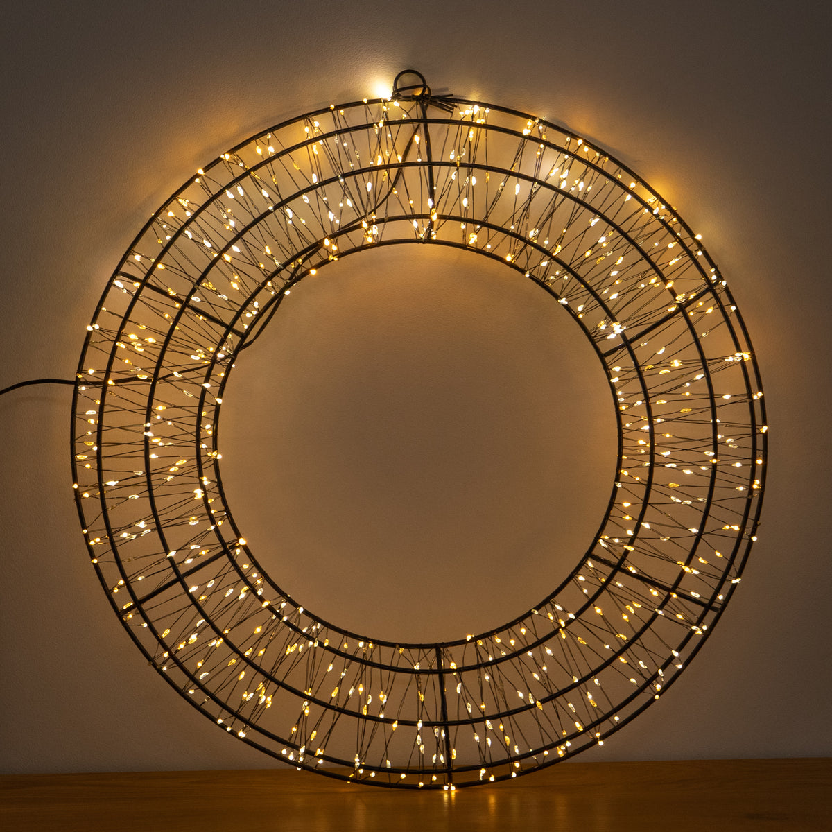 50cm Light up 3D Metal Christmas Wreath with 720 Warm White LEDs