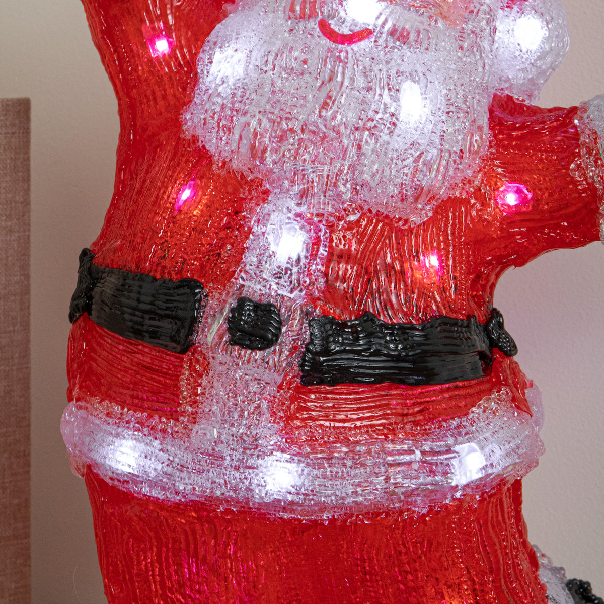 34cm Light Up Acrylic Ta-Da Santa Christmas Decoration with White LEDs