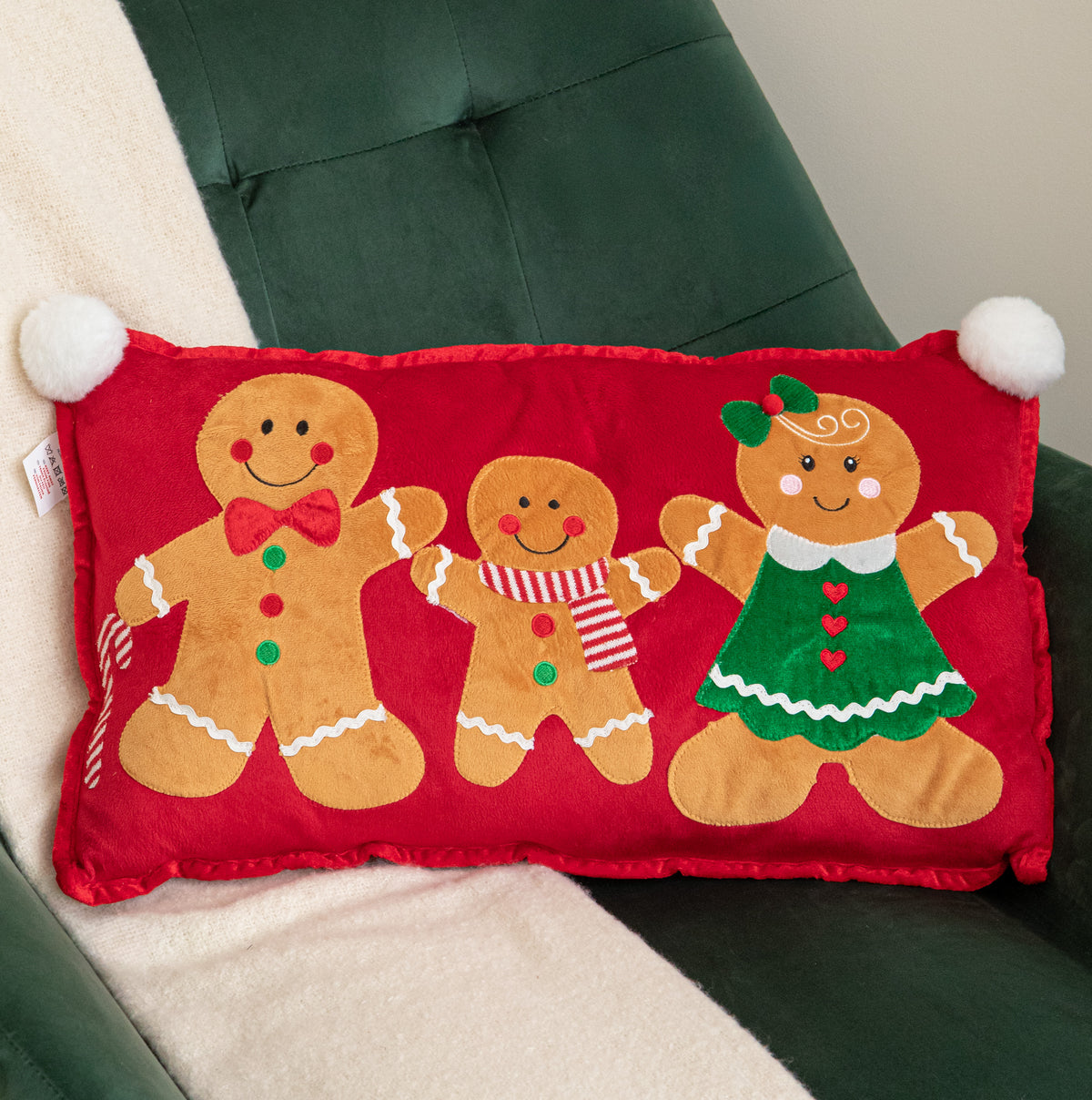 30cm x 55cm Gingerbread Family Christmas Decorative Cushion