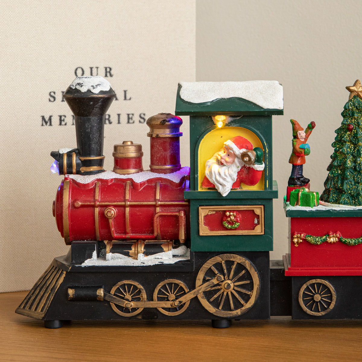 34cm Choo Choo Snow Scene Christmas Train with LEDs, Music & Timer