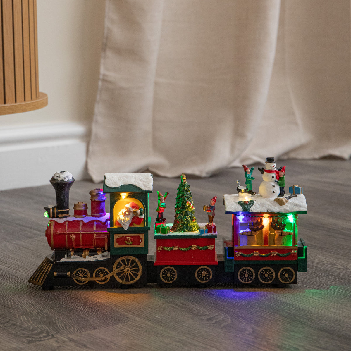 34cm Choo Choo Snow Scene Christmas Train with LEDs, Music & Timer