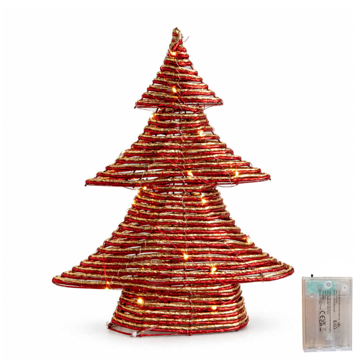 40cm Light Up Braid Christmas Tree with Warm White LEDs