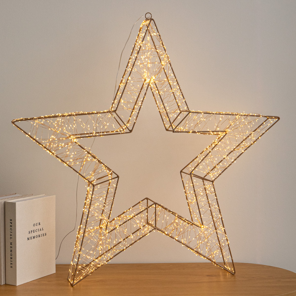 79cm Gold Christmas Star Light with 2400 Warm White LEDs & Timer