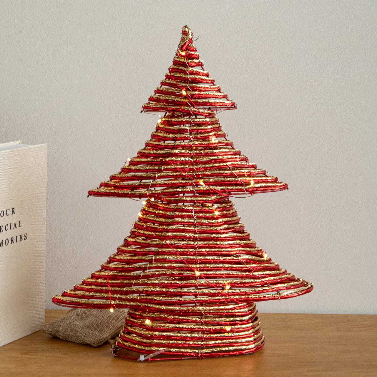 40cm Light Up Braid Christmas Tree with Warm White LEDs