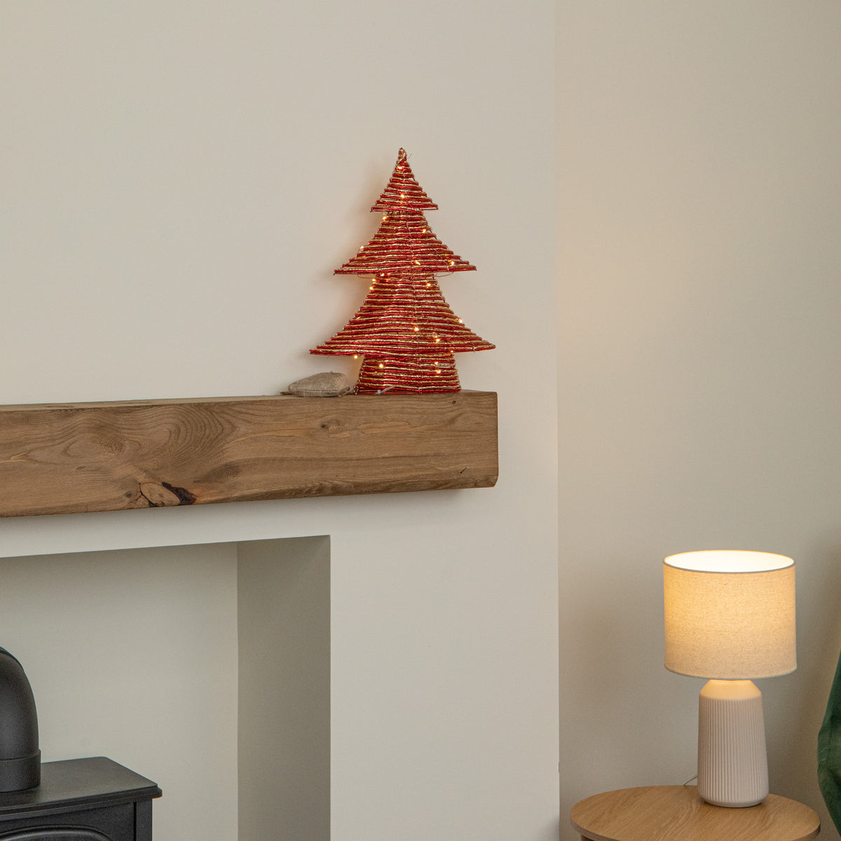 40cm Light Up Braid Christmas Tree with Warm White LEDs