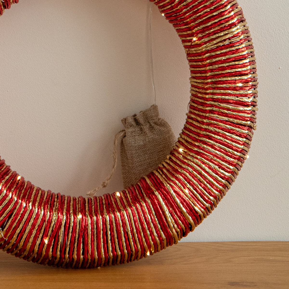 40cm Light Up Christmas Wreath with Warm White LEDs
