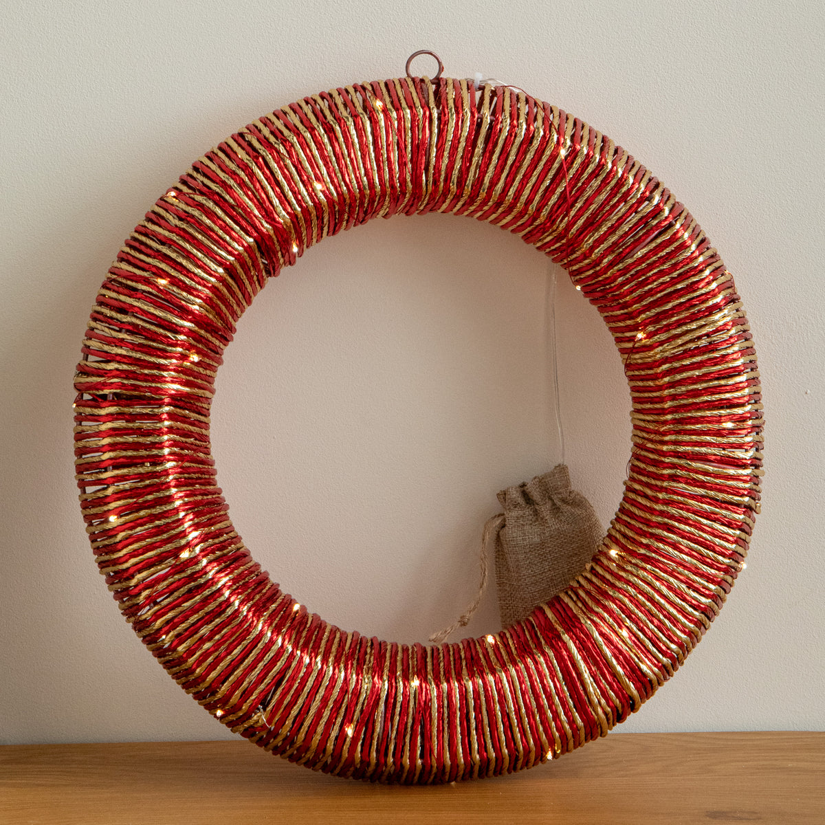 40cm Light Up Christmas Wreath with Warm White LEDs
