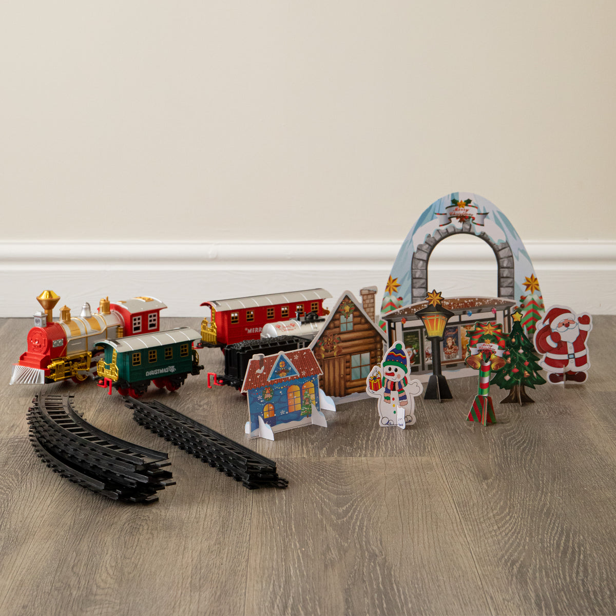 Festive Flyer Christmas Train Set with Pop Up Village