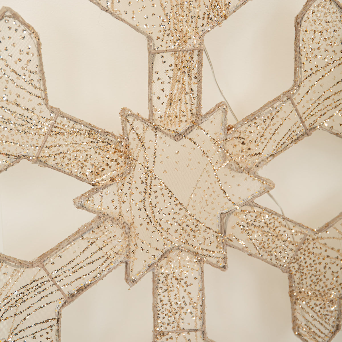 60cm Gold Light up Snowflake Christmas Decoration with Warm White LEDs