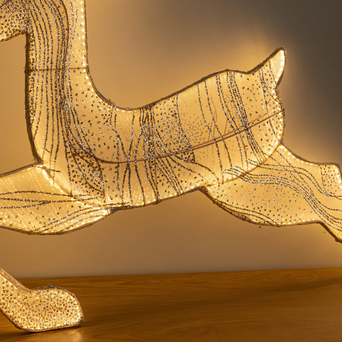 71cm Light up Gold Aura Leaping Christmas Reindeer with LEDs