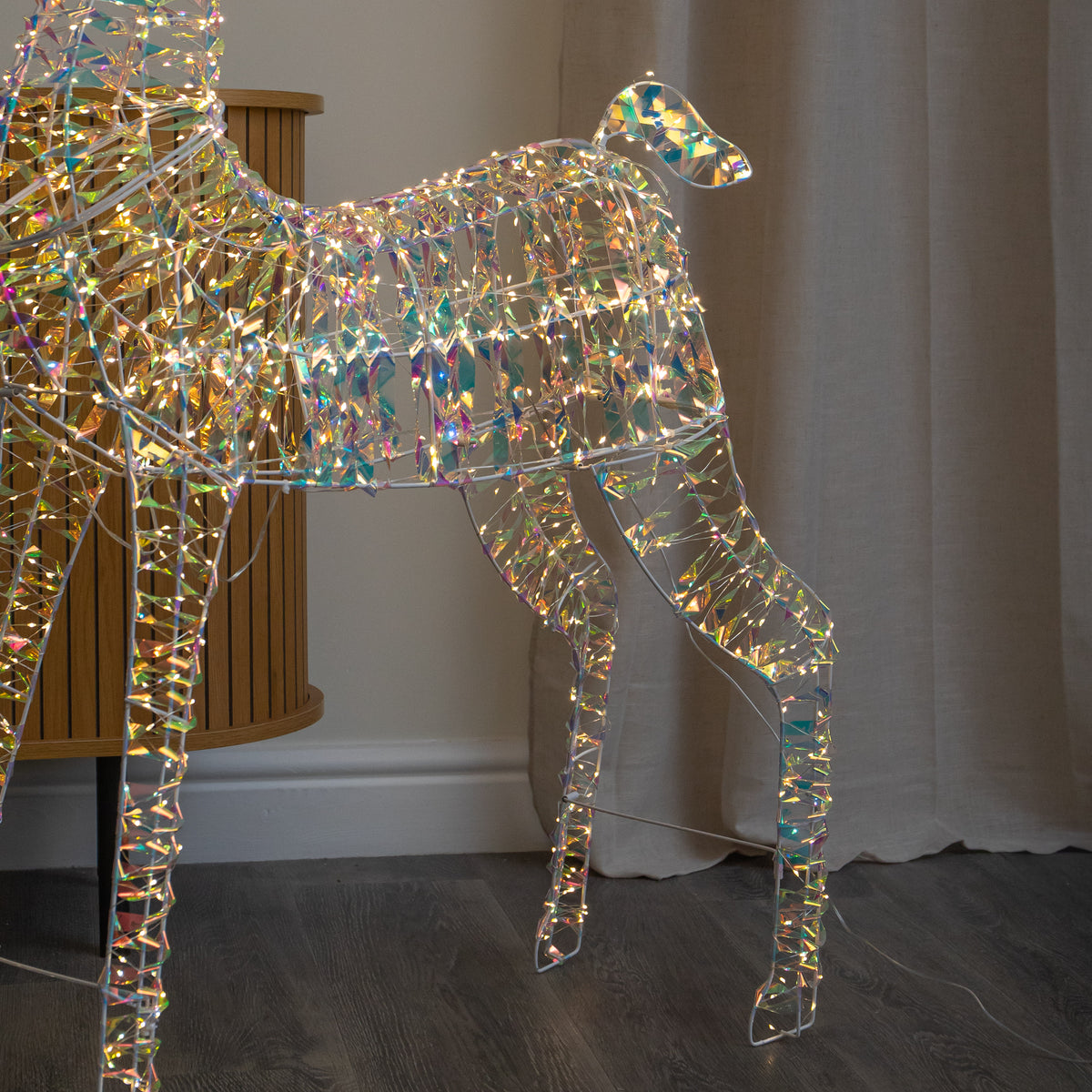 1.2m Light up Iridescent Christmas Reindeer with Warm White LEDs