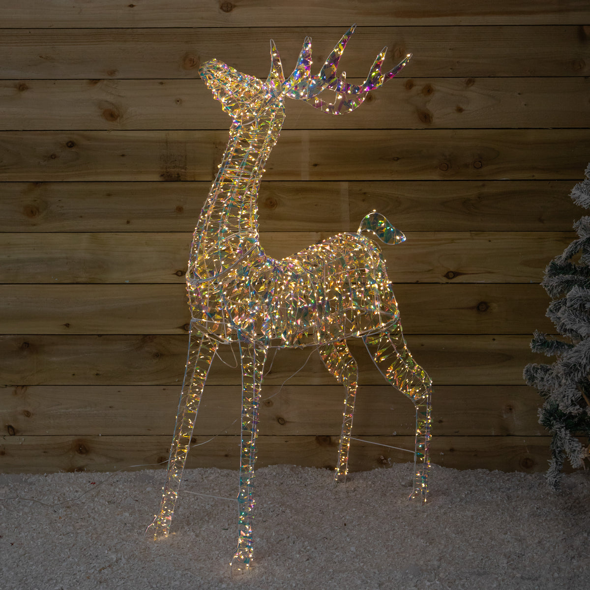 1.2m Light up Iridescent Christmas Reindeer with Warm White LEDs