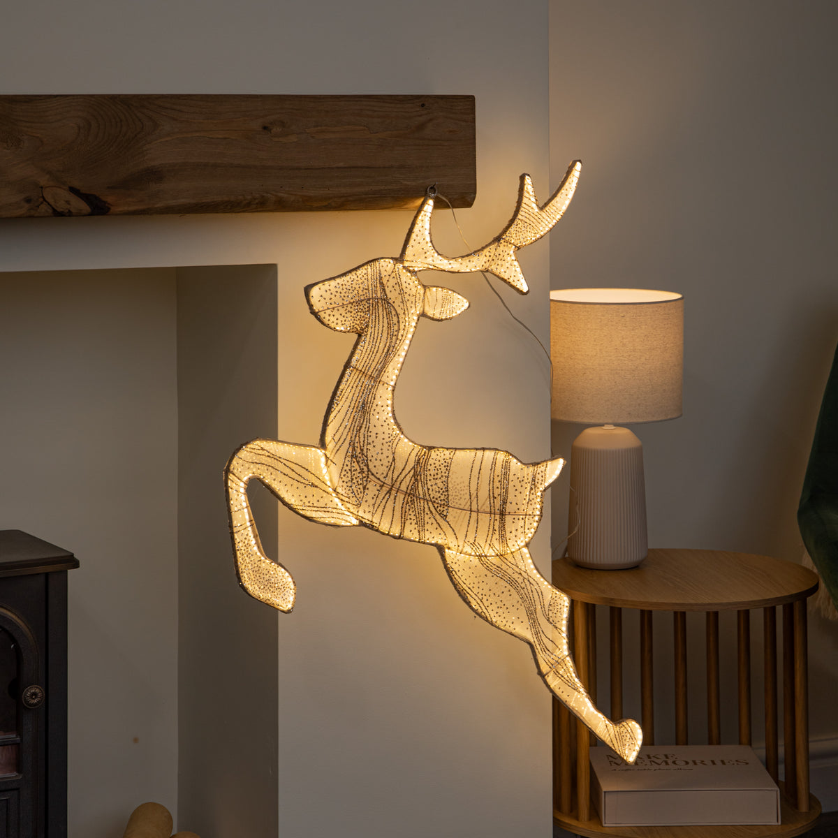 71cm Light up Gold Aura Leaping Christmas Reindeer with LEDs