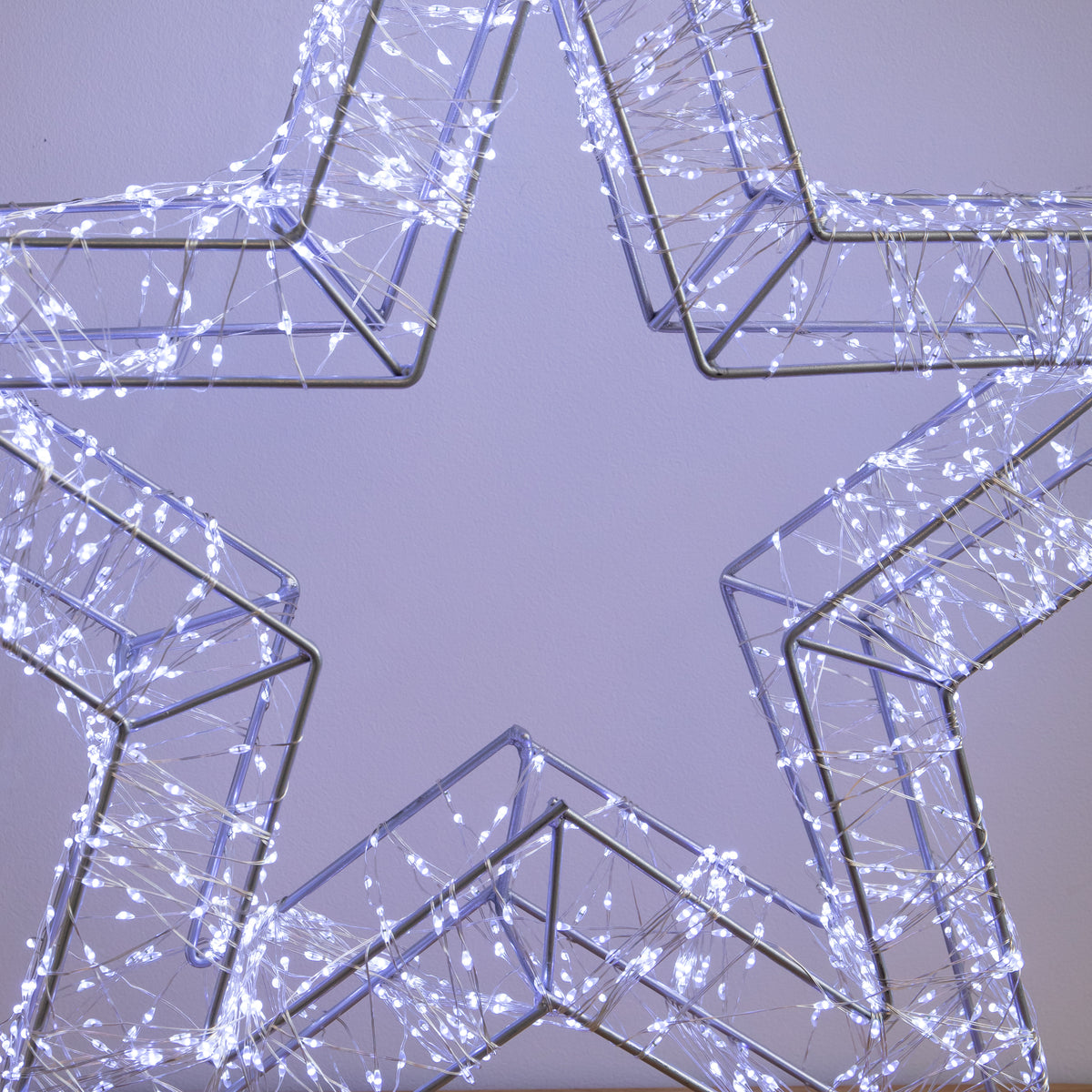 58cm Light up Silver Galaxy Star Christmas Decoration with Cool White LEDs